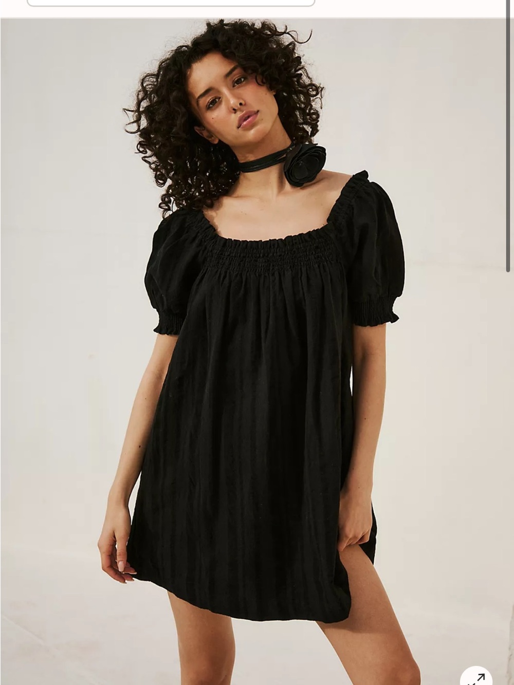 FREE PEOPLE• black cotton baby doll dress